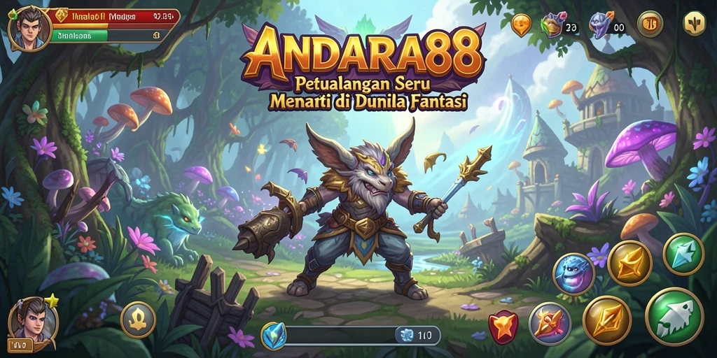 Tampilan gameplay <strong>ANDARA88</strong> yang menunjukkan petualangan seru di dunia fantasi.