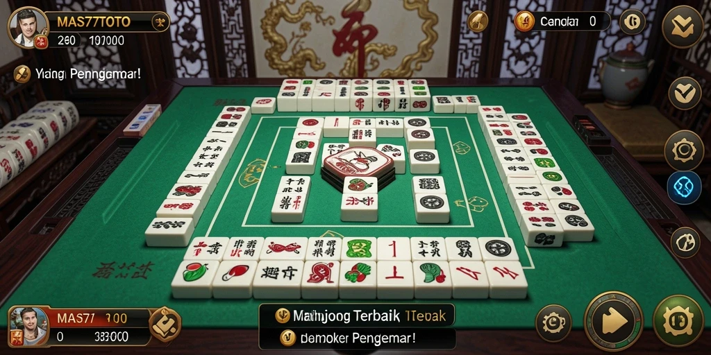 Tampilan gameplay seru dalam permainan Mahjong MAS77TOTO.