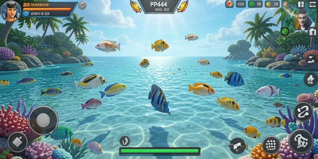 Gameplay seru dalam PP444 dengan grafik ikan yang menawan.