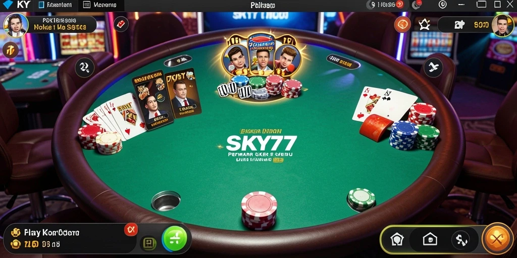 Tampilan menarik dan gameplay Poker yang seru di SKY77.