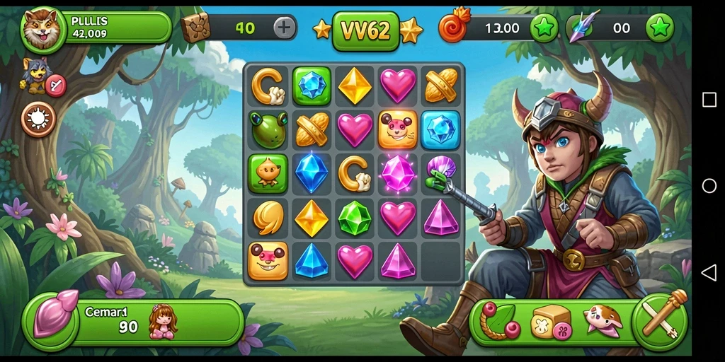 Tampilan menarik dari gameplay VV62 dengan kombinasi warna yang cerah.